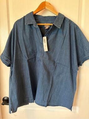 Chicos Casual Indigo Denim Short-Sleeve Shirt